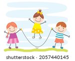 happy kids and jump rope ... | Shutterstock .eps vector #2057440145