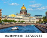 Saint Isaac Cathedral  across Moyka river, St Petersburg, Russia