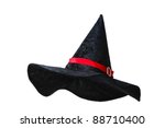 Black witch hat with red strip...