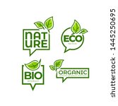 doodle organic leaves emblems ... | Shutterstock .eps vector #1445250695