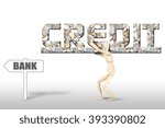Small photo of Heavy backbreaking credit. Conceptual image with a wooden puppet