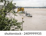Small photo of Warsaw, Poland - May 25, 2010: Critically high level of the Vistula River in Warsaw during 2010 Central European floods