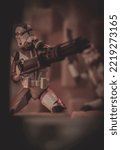 Small photo of OCT 26 2022: Star Wars The Clone Wars clone troopers from the 187th Battalion in battle - Hasbro action figures