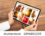 Woman browsing beautiful and artistic fashion photos online