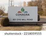 Small photo of Troy - Circa October 2022: ConAgra Brands manufacturing plant. ConAgra makes brands of food including Chef Boyardee, Jiffy Pop and Slim Jim.