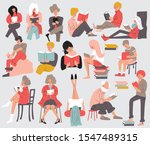 group of people reading books.... | Shutterstock .eps vector #1547489315