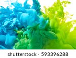 Blue and green paint splash isolated on white background
