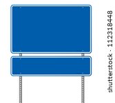 blank blue road sign   pair of... | Shutterstock .eps vector #112318448