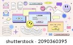 retro browser computer window... | Shutterstock .eps vector #2090360395