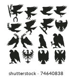 set of various birds silhouettes