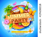 illustration of summer party... | Shutterstock .eps vector #419638318