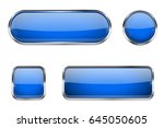 Blue Glass Buttons With Chrome...