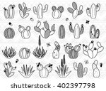 Vector Set Of Doodle Cactus And ...
