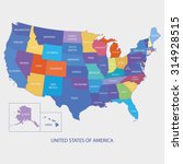 usa map in color with name of... | Shutterstock .eps vector #314928515