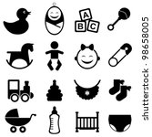 Baby Icon Set In Black
