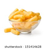Cheese Curls In Bowl Isolated...