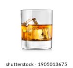 Whiskey glass. Isolated on white with reflection clipping path