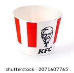 Small photo of Chisinau, Moldova September 01, 2021: A Bucket of KFC Chicken. Initially Kentucky Fried Chicken, founded by Harland Sanders, the fast food restaurant chain is now owned by Yum! Brands.