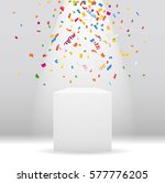 white podium with spotlight and ... | Shutterstock .eps vector #577776205
