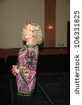 Small photo of BURBANK, CA - APR 22: Leslie Easterbrook at The Hollywood Show held at Burbank Airport Marriott on April 22, 2012 in Burbank, California