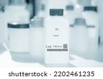 Small photo of F2 fluorine CAS 7782-41-4 chemical substance in white plastic laboratory packaging