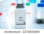 Small photo of CCl4 carbon tetrachloride tetrachloromethane CAS 56-23-5 chemical substance in white plastic laboratory packaging