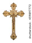 Golden Crucifix Isolated On...