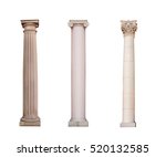 ancient columns of Ionic, Doric and Corinthian ordo are isolated