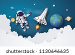 astronaut floating in the... | Shutterstock .eps vector #1130646635
