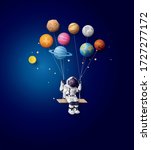 astronaut floating in the... | Shutterstock .eps vector #1727277172