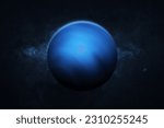 Small photo of Neptune, galaxy and stars. View of Neptune - planet gas-giant of the solar system. Galaxy, stars and planet Neptune. High resolution image