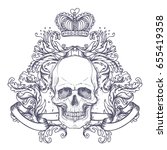 gothic coat of arms with skull. ... | Shutterstock .eps vector #655419358