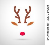 Reindeer with red nose template - vector illustration