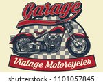 vintage motorcycle design | Shutterstock .eps vector #1101057845