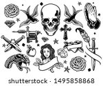 set of various vintage tattoo... | Shutterstock .eps vector #1495858868