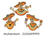 happy mexican skull mascot in... | Shutterstock .eps vector #2142699995