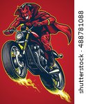 Hand Drawing Of Devil Riding...