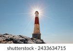 Small photo of Amazing red and white lighthouse - Diaz Point, Luderitz, Namibia