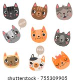 9 Cute Cats Vector Characters...