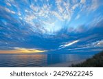 Small photo of Stratus Clouds Covering the Sky at Twilight on Lake Michigan Near Montague Michigan