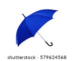 Opened blue umbrella isolated on white background.