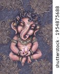 cute toddler lord ganesha holds ... | Shutterstock . vector #1954875688