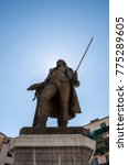 Small photo of Corsica, 31/08/2017: view of the statue of Pascal Paoli, the corse political and general considered as the Father of the Fatherland, in the homonymous square, Place Paoli, in the village of Corte