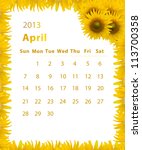 2013 Year Calendar  April With...