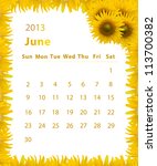2013 Year Calendar  June With...