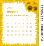 2013 Year Calendar  August With ...