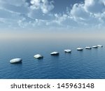 Row Of Stones At Water   3d...