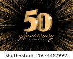 anniversary 50. gold 3d numbers.... | Shutterstock .eps vector #1674422992