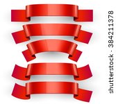 realistic red glossy ribbons.... | Shutterstock . vector #384211378