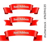 ribbons set. realistic red... | Shutterstock .eps vector #696394135